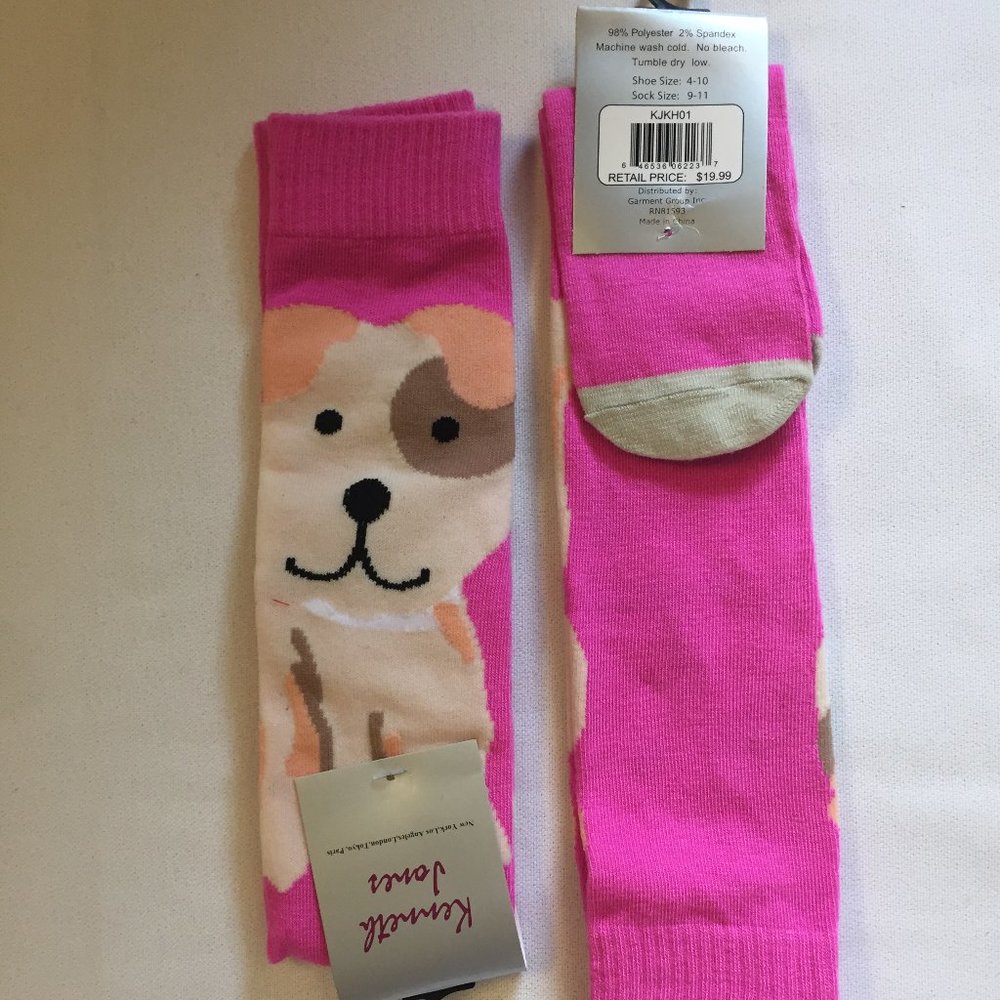 2x Kenneth Jones Knee High Dog Socks Shoe Sz. 4-10